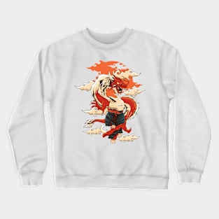Japanese dragon with fox Crewneck Sweatshirt